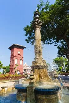 Tan Beng Swee Clocktower and fountain, Town Square, Melaka (Malacca), UNESCO World Heritage Site, Malaysia