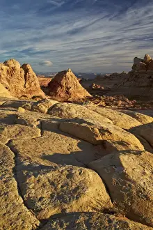 Pinnacle Prints: Tan sandstone at first light, Coyote Buttes Wilderness, Vermilion Cliffs National Monument