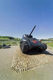 Rural Location Collection: Tank commemorating D-Day rehearsals, Slapton Sands, Slapton Ley, South Hams