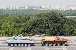 Tanks on display at the Museum of the Great Patriotic War, Kiev, Ukraine, Europe