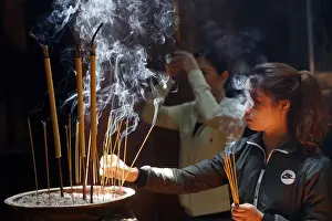 Incense Prints: Taoist temple, Emperor Jade pagoda (Chua Phuoc Hai), Buddhist worshipper burning incense