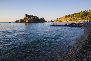 Taormina Prints: Taormina, Isola Bella Beach in the first morning light