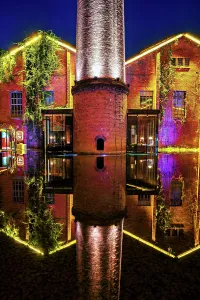TaoXiChuan Art Avenue at night, Jingdezhen, Jiangxi Province, China