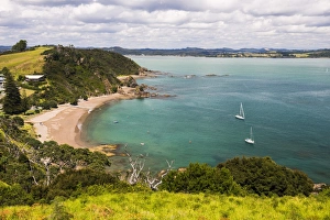 Tapeka Beach seen from Tapeka Point, a popular walk in Russell, Bay of Islands, Northland Region
