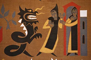 Images Dated 11th February 2000: Tapestry depicting the life of St. Benedict, Saint-Pierre de Solesmes Abbey, Solesmes