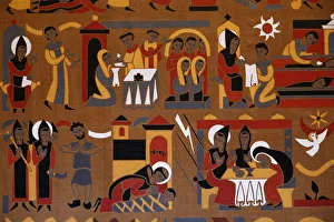 Images Dated 11th February 2000: Tapestry in Saint-Pierre de Solesmes Abbey depicting the life of St