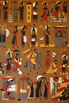 Images Dated 11th February 2000: Tapestry in Saint-Pierre de Solesmes Abbey depicting the life of St