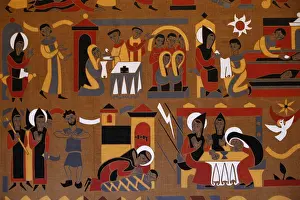 Crafts Prints: Tapestry in Saint-Pierre de Solesmes Abbey depicting the life of St
