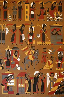 Crafts Prints: Tapestry in Saint-Pierre de Solesmes Abbey depicting the life of St