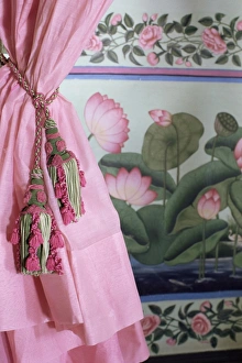 Fringe Prints: Tassels, pink curtains and painted walls