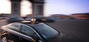 Arc De Triomphe Prints: Taxi, Arc de Triomphe, Paris, France, Europe