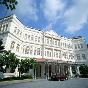 Taxi Prints: Taxi cab in front of the Raffles Hotel