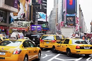 Automobile Collection: Taxis and traffic in Times Square, Manhattan, New York City, New York, United States of America