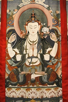 Images Dated 2nd July 2000: Tchenrezig thangka at Vajradhara-Ling, Aubry-le-Panthou, Orne, France, Europe