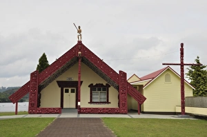 Te Takinga Marae, Lake Rotorua, Bay of Plenty, North Island, New Zealand, Pacific