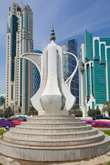 Doha Prints: Tea Pot Sculpture, West Bay Central Financial District, Doha, Qatar, Middle East