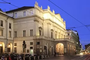 Teatro Alla Scala at dusk, Milan, Lombardy, Italy, Europe