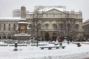 Milan Prints: Teatro alla Scala in winter, Milan, Lombardy, Italy, Europe