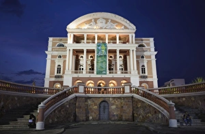 Stereotypically Brazilian Prints: Teatro Amazonas (Opera House) at dusk, Manaus, Amazonas, Brazil, South America