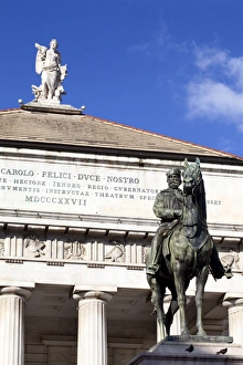 Garibaldi Prints: Teatro Carlo Felice and Garibaldi statue, Genoa, Liguria, Italy, Europe