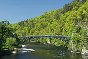 Bridges Prints: The Telford iron bridge, built in 1815, across the River Spey, near Craigellachie