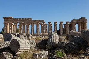 Sicily Prints: Temple of Athena ruins and Temple of Hera in the background at Selinunte