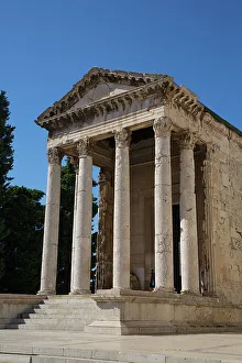 Old Towns Prints: Temple of Augustus, 2 AD, Forum Square, Old Town, Pula, Croatia, Europe