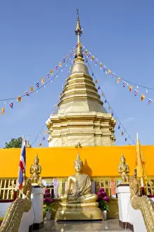 Typically Thai Prints: Temple chedi (stupa) at Doi Kham (Wat Phra That Doi Kham) (Temple of the Golden Mountain)