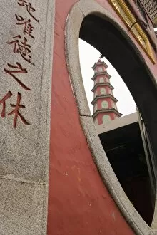 Detail of temple complex and small pagoda at A Ma Temple, Macau, China, Asia
