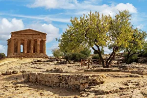 Ancient Greece Prints: The Temple of Concordia against blue sky