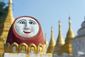 Anthropomorphic Face Prints: Temple decoration, Nget Pyaw Taw Pagoda, Pindaya, Myanmar (Burma), Asia
