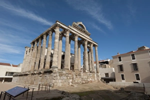 Extremadura Prints: Temple of Diana, Merida, UNESCO World Heritage Site, Badajoz, Extremadura, Spain, Europe