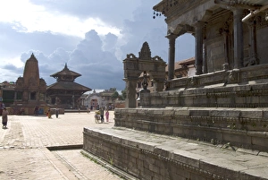 Bhaktapur Prints: Temple at back of Durbar Square