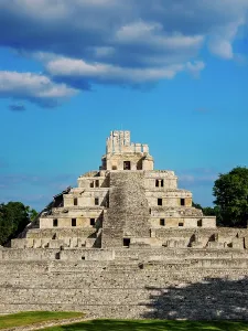 Campeche Prints: Temple of Five Floors, Great Acropolis, Edzna Archaeological Site, Campeche State, Mexico