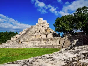 Campeche Prints: Temple of Five Floors, Great Acropolis, Edzna Archaeological Site, Campeche State, Mexico