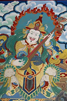 Images Dated 25th July 2007: Temple guardian guarding the East and spring, named Dhritarashtra, Kopan monastery