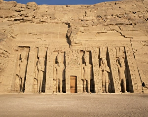 Nubian Prints: Temple of Hathor, built for queen Nefretare, Abu Simbel, UNESCO World Heritage Site