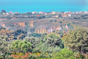 Classical Prints: Temple of Heracles, Valley of Temples, Agrigento, UNESCO, Sicily, Italy