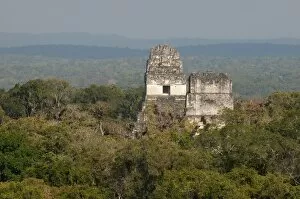 Temple I and Temple II, Mayan archaeological site, Tikal, UNESCO World Heritage Site