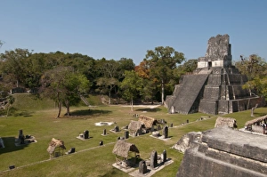 Images Dated 2nd April 2009: Temple II and Grand Plaza, Mayan archaeological site, Tikal, UNESCO World Heritage Site