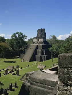 Great Plaza Prints: Temple II, Great Plaza, Tikal, UNESCO World Heritage Site, Guatemala, Central America