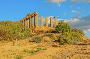 Agrigento Prints: Temple of Juno, at sunset, Valley of Temples, Agrigento, UNESCO, Sicily, Italy