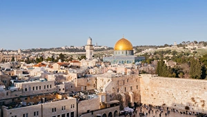 Temple Mount Prints: Temple Mount, Dome of the Rock, Redeemer Church and Old City, Jerusalem, Israel