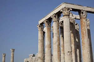 Athens Prints: Temple of Olympian Zeus and Acropolis, Athens, Greece, Europe