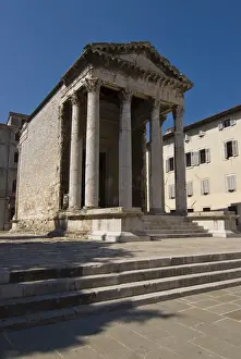 Temple of Rome and Augustus built on the forum during the reign of the Roman emperor Augustus