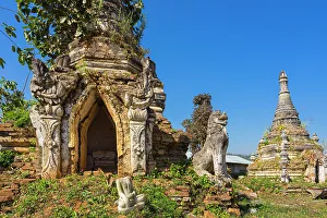 Shan State Prints: Temple ruins at Little Bagan, Hsipaw, Shan State, Myanmar (Burma), Asia
