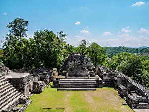 Stairs Prints: Temples at the top of Caana, Caracol Archaeological Site, Cayo District, Belize