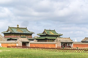 Mongolian Prints: Temples in Erdene Zuu Monastery, Harhorin, South Hangay province, Mongolia, Central Asia