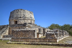 Cylindrical Prints: Templo Redondo (Round Temple), Mayapan, Mayan archaeological site, Yucatan, Mexico