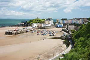 Low Tide Prints: Tenby Harbour, Tenby, Pembrokeshire, Wales, United Kingdom, Europe